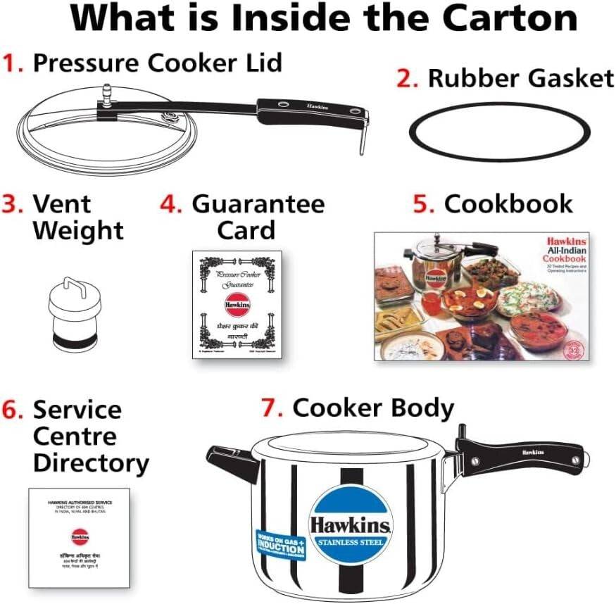 Hawkins Stainless Steel Induction Compatible Pressure Cooker, 5 Litre Capacity,